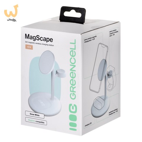 GREEN CELL ŁADOWARKA INDUKCYJNA - STOJAK GC MAGSCAPE 3W1 MAGSAFE MAGNETYCZNA BIAŁA GREEN CELL ŁADOWARKA INDUKCYJNA - STOJAK GC MAGSCAPE 3W1 MAGSAFE MAGNETYCZNA BIAŁA