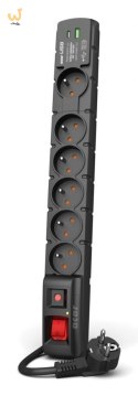 Listwa przeciwprzepięciowa Acar S6 USB A+C (szybka ładowarka) 1,5m ; czarny