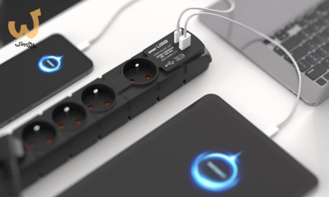Listwa przeciwprzepięciowa Acar S6 USB A+C (szybka ładowarka) 3m ; czarny Listwa przeciwprzepięciowa Acar S6 USB A+C (szybka ładowarka) 3m ; czarny