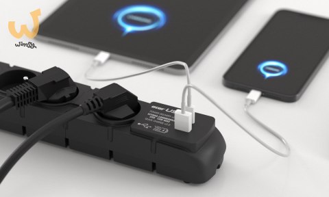 Listwa przeciwprzepięciowa Acar S6 USB A+C (szybka ładowarka) 3m ; czarny Listwa przeciwprzepięciowa Acar S6 USB A+C (szybka ładowarka) 3m ; czarny
