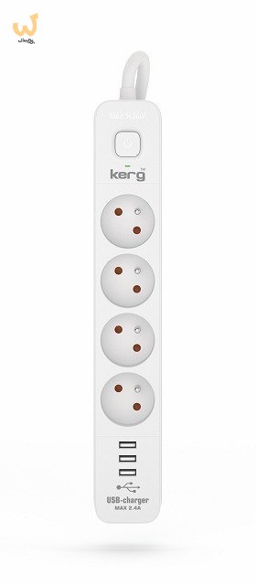 Listwa zasilająca KERG z wyłącznikiem-4 gniazda 3USB 16A 3m Listwa zasilająca KERG z wyłącznikiem-4 gniazda 3USB 16A 3m