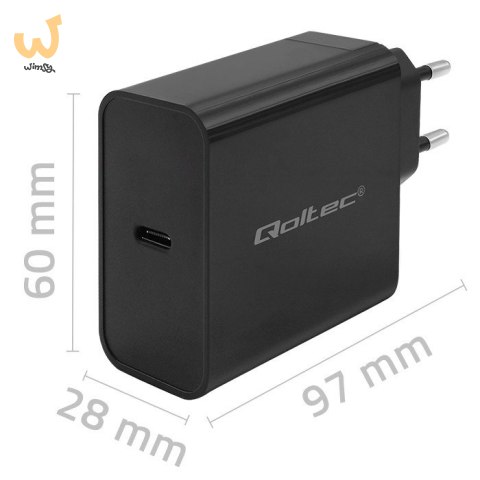 QOLTEC ŁADOWARKA SUPER QUICK PD | 1XUSB-C | 65W | 5-20V | 3-3.25A | CZARNA QOLTEC ŁADOWARKA SUPER QUICK PD | 1XUSB-C | 65W | 5-20V | 3-3.25A | CZARNA