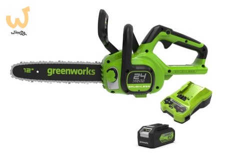 24V Pilarka łańcuchowa GREENWORKS GD24CS30K4 - Zestaw ładowarka + akumulator 4Ah - 2007007UB 24V Pilarka łańcuchowa GREENWORKS GD24CS30K4 - Zestaw ładowarka + akumulator 4Ah - 2007007UB