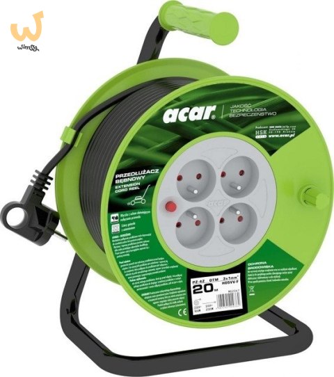Przedłużacz zwijany Acar PZ-4Z/OTM H05VV-F 3G1.0 20M (czarny) Przedłużacz zwijany Acar PZ-4Z/OTM H05VV-F 3G1.0 20M (czarny)