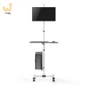 MACLEAN WÓZEK STAND PROFESJONALNY, MOBILNE STANOWISKO KOMPUTEROWE NA KÓŁKACH, MAX 17"-32", MAX 20KG MC-793 W