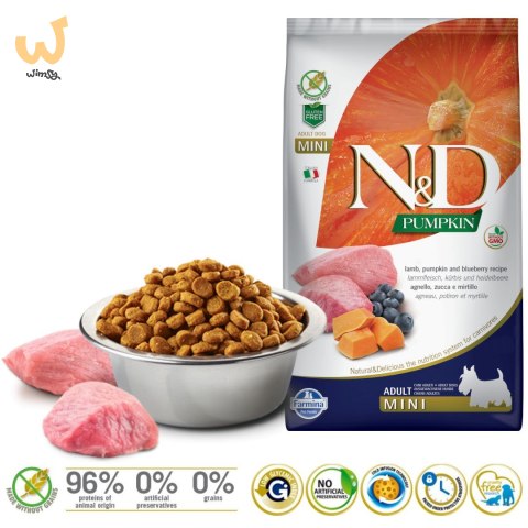 FARMINA N&D Pumpkin Lamb & Blueberry Adult Mini - sucha karma dla psa - 7 kg FARMINA N&D Pumpkin Lamb & Blueberry Adult Mini - sucha karma dla psa - 7 kg