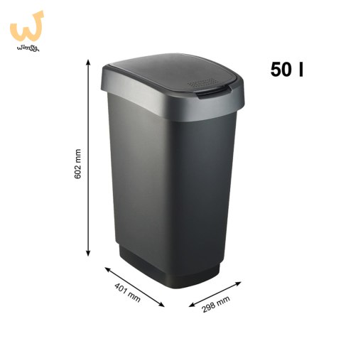 Rotho kosz na śmieci obrotowy TWIST srebrny 50L Rotho kosz na śmieci obrotowy TWIST srebrny 50L