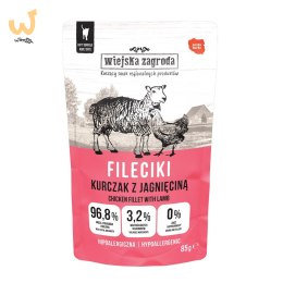 Wiejska Zagroda Karma mokra dla kota Fileciki Kurczak z jagnięciną (dorosły) 85g (12 szt/op)