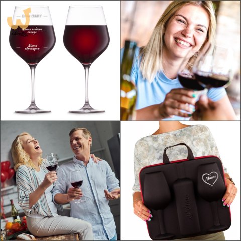 Etui na wino z kieliszkami dla Mamy - prezent dla mamy - na dzień matki Etui na wino z kieliszkami dla Mamy - prezent dla mamy - na dzień matki