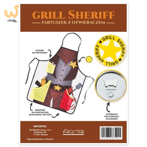 Grill Sheriff fartuszek męski BBQ otwieracz GRATIS Grill Sheriff fartuszek męski BBQ otwieracz GRATIS