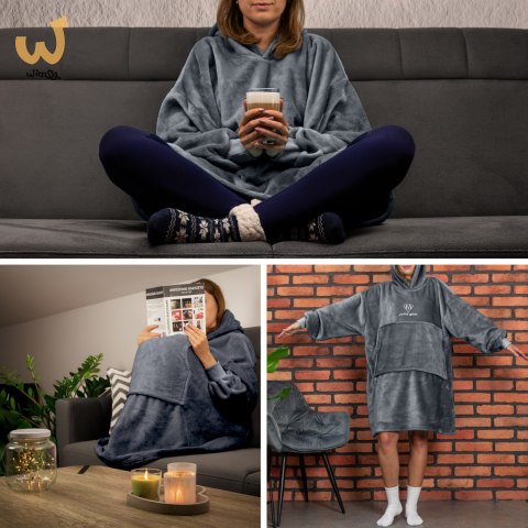 Bluzair SUPER MAMA - Bluza koc - Szary - prezent na dzień matki Bluzair SUPER MAMA - Bluza koc - Szary - prezent na dzień matki