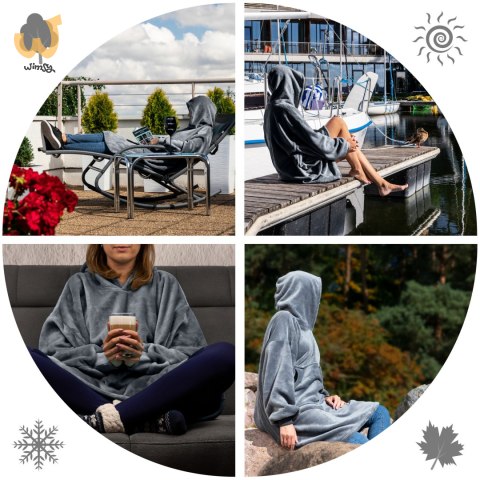 Bluzair SUPER MAMA - Bluza koc - Szary - prezent na dzień matki Bluzair SUPER MAMA - Bluza koc - Szary - prezent na dzień matki