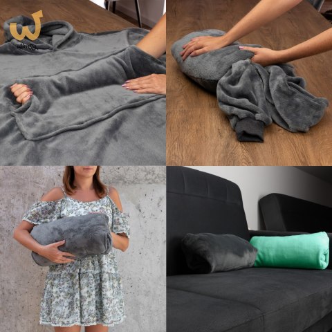 Bluzair SUPER MAMA - Bluza koc - Szary - prezent na dzień matki Bluzair SUPER MAMA - Bluza koc - Szary - prezent na dzień matki