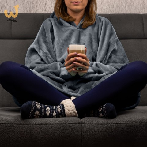 Bluzair SUPER MAMA - Bluza koc - Szary - prezent na dzień matki Bluzair SUPER MAMA - Bluza koc - Szary - prezent na dzień matki