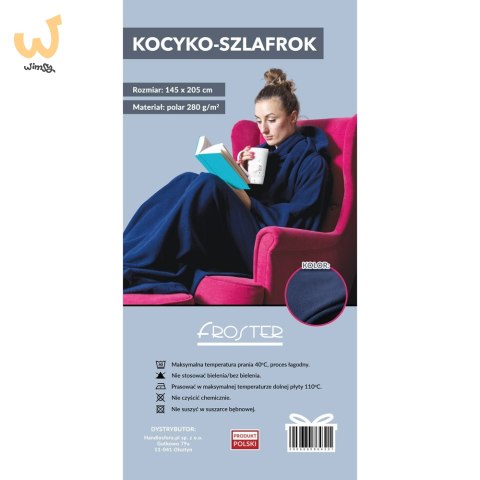 Kocyk Szlafrok Granatowy koc z rękawami polar Kocyk Szlafrok Granatowy koc z rękawami polar