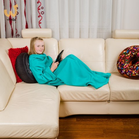 Kocyk Szlafrok Miętowy dla dziecka koc z rękawami Kocyk Szlafrok Miętowy dla dziecka koc z rękawami