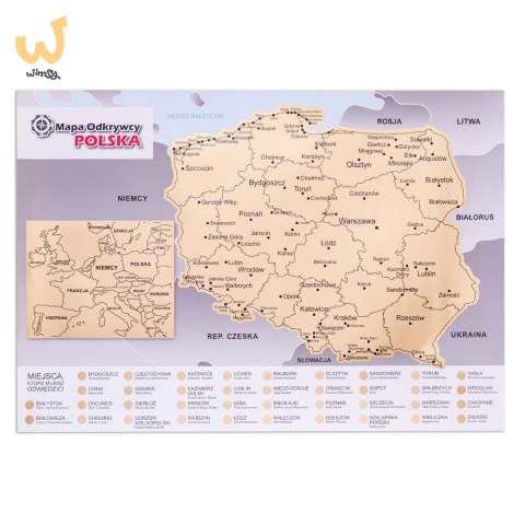 Mapa Odkrywcy Polska plakat ZDRAPKA w tubie duża Mapa Odkrywcy Polska plakat ZDRAPKA w tubie duża