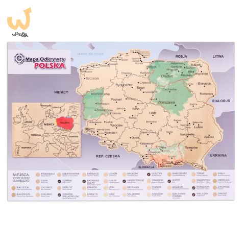 Mapa Odkrywcy Polska plakat ZDRAPKA w tubie duża Mapa Odkrywcy Polska plakat ZDRAPKA w tubie duża