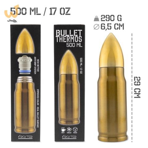 Termos Pocisk 500 ml - prezent dla faceta - strzelca - myśliwego - gracza Termos Pocisk 500 ml - prezent dla faceta - strzelca - myśliwego - gracza
