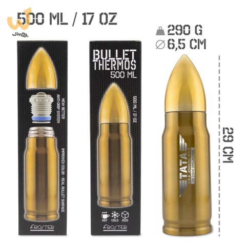 Termos pocisk 500 ml - prezent dla Taty - Jednostka do zadań specjalnych Termos pocisk 500 ml - prezent dla Taty - Jednostka do zadań specjalnych