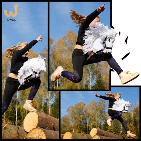 Biały konik hobby horse duży A3 kantar wodze HH Biały konik hobby horse duży A3 kantar wodze HH