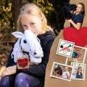 Biały konik hobby horse duży A3 kantar wodze HH