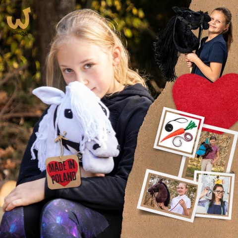 Biały konik hobby horse duży A3 kantar wodze HH Biały konik hobby horse duży A3 kantar wodze HH