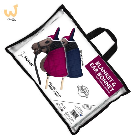 Derka dwustronna i nauszniki Skippi dla Hobby Horse- granatowa - ciemny róż Derka dwustronna i nauszniki Skippi dla Hobby Horse- granatowa - ciemny róż