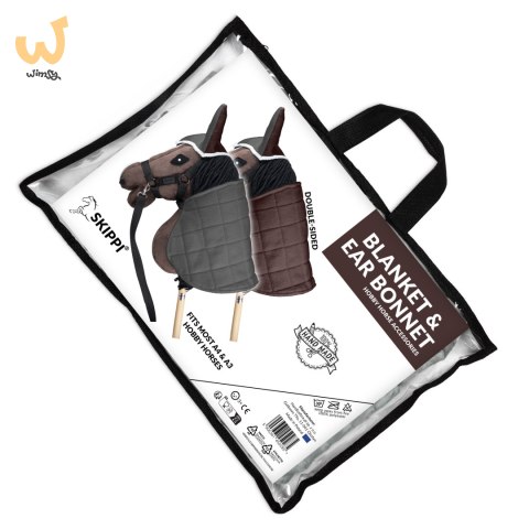 Derka dwustronna i nauszniki Skippi dla Hobby Horse - szary i brązowy Derka dwustronna i nauszniki Skippi dla Hobby Horse - szary i brązowy