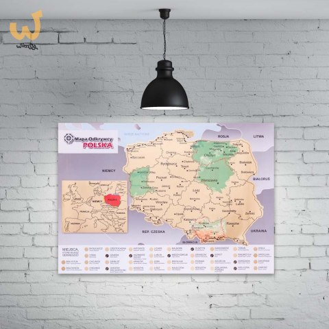 Mapa Odkrywcy Polska plakat ZDRAPKA w tubie duża Mapa Odkrywcy Polska plakat ZDRAPKA w tubie duża