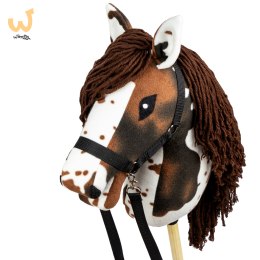 Skippi Hobby Horse w brązowe łaty - duży koń na kiju - kantar w zestawie
