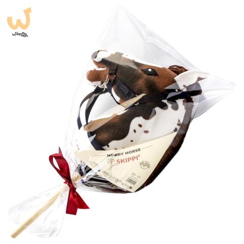 Skippi Hobby Horse w brązowe łaty - duży koń na kiju - kantar w zestawie Skippi Hobby Horse w brązowe łaty - duży koń na kiju - kantar w zestawie