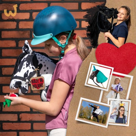 Skippi Hobby Horse w czarne łaty - duży koń na kiju - kantar w zestawie Skippi Hobby Horse w czarne łaty - duży koń na kiju - kantar w zestawie