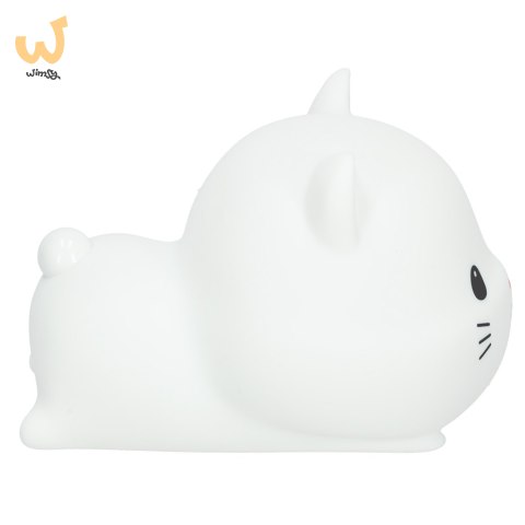 Lampka nocna dla dzieci silikonowa USB biała kotek leżący Lampka nocna dla dzieci silikonowa USB biała kotek leżący