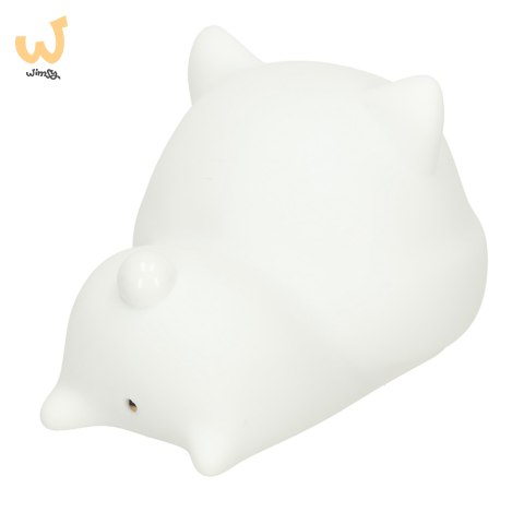 Lampka nocna dla dzieci silikonowa USB biała kotek leżący Lampka nocna dla dzieci silikonowa USB biała kotek leżący