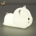 Lampka nocna dla dzieci silikonowa USB biała kotek leżący
