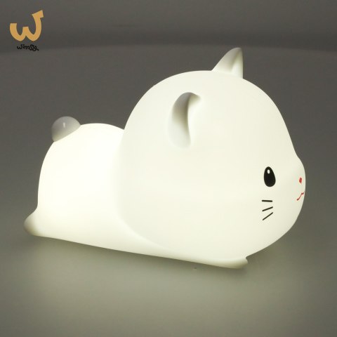 Lampka nocna dla dzieci silikonowa USB biała kotek leżący Lampka nocna dla dzieci silikonowa USB biała kotek leżący
