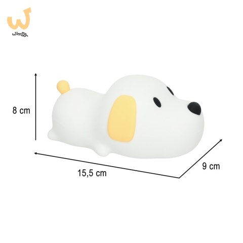 Lampka nocna dla dzieci silikonowa na baterie USB biała piesek leżący Lampka nocna dla dzieci silikonowa na baterie USB biała piesek leżący