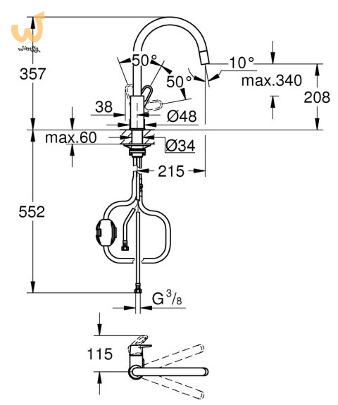 Bateria GROHE BauFlow 30549000 chrom Bateria GROHE BauFlow 30549000 chrom