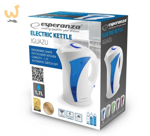 Czajnik elektryczny Esperanza Iguazu EKK018B (2200W 1.8l; kolor niebieski) Czajnik elektryczny Esperanza Iguazu EKK018B (2200W 1.8l; kolor niebieski)
