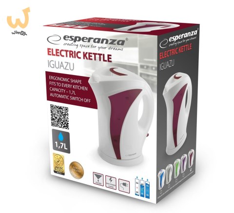 Czajnik elektryczny Esperanza Iguazu EKK018R (2200W 1.7l; kolor biały, kolor czerwony) Czajnik elektryczny Esperanza Iguazu EKK018R (2200W 1.7l; kolor biały, kolor czerwony)