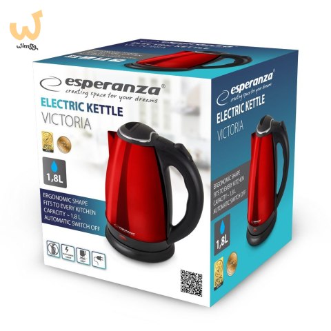 ESPERANZA CZAJNIK ELEKTRYCZNY VICTORIA 1.8 L CZERWONY EKK113R ESPERANZA CZAJNIK ELEKTRYCZNY VICTORIA 1.8 L CZERWONY EKK113R