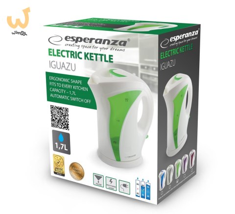 Czajnik elektryczny Esperanza Iguazu EKK018G (2200W 1.7l; kolor zielony) Czajnik elektryczny Esperanza Iguazu EKK018G (2200W 1.7l; kolor zielony)