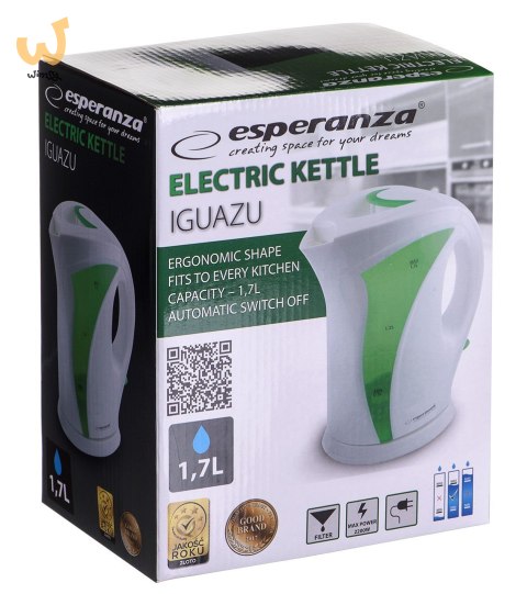 Czajnik elektryczny Esperanza Iguazu EKK018G (2200W 1.7l; kolor zielony) Czajnik elektryczny Esperanza Iguazu EKK018G (2200W 1.7l; kolor zielony)