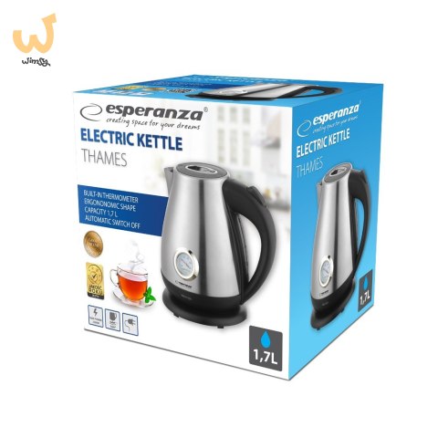 ESPERANZA CZAJNIK ELEKTRYCZNY THAMES 1.7 L SREBRNY MATOWY EKK029 ESPERANZA CZAJNIK ELEKTRYCZNY THAMES 1.7 L SREBRNY MATOWY EKK029