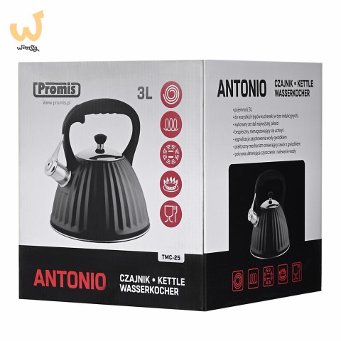 PROMIS CZAJNIK 3,0 L, ANTONIO, CZARNY, DREWNIANA R PROMIS CZAJNIK 3,0 L, ANTONIO, CZARNY, DREWNIANA R