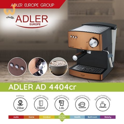Ekspres ciśnieniowy Adler AD 4404cr (850W; kolor miedziany) Ekspres ciśnieniowy Adler AD 4404cr (850W; kolor miedziany)