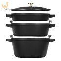 Zestaw 3 naczyń żeliwnych z pokrywką STAUB 40508-386-0 - czarny 24 cm (WYPRZEDAŻ)
