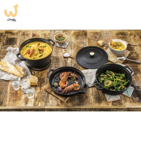 Zestaw 3 naczyń żeliwnych z pokrywką STAUB 40508-386-0 - czarny 24 cm (WYPRZEDAŻ) Zestaw 3 naczyń żeliwnych z pokrywką STAUB 40508-386-0 - czarny 24 cm (WYPRZEDAŻ)