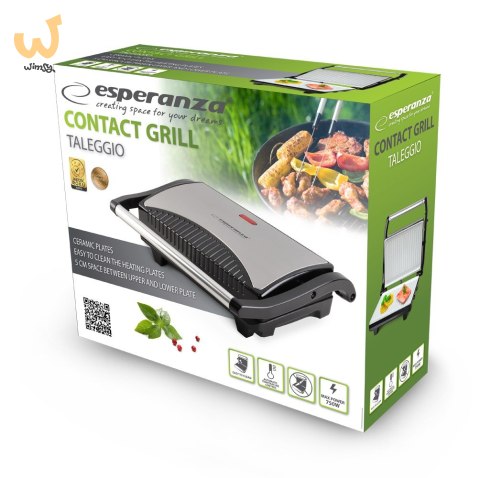 Grill elektryczny stołowy Esperanza Taleggio EKG006 (stołowy-zamknięty; 750W; kolor inox) Grill elektryczny stołowy Esperanza Taleggio EKG006 (stołowy-zamknięty; 750W; kolor inox)